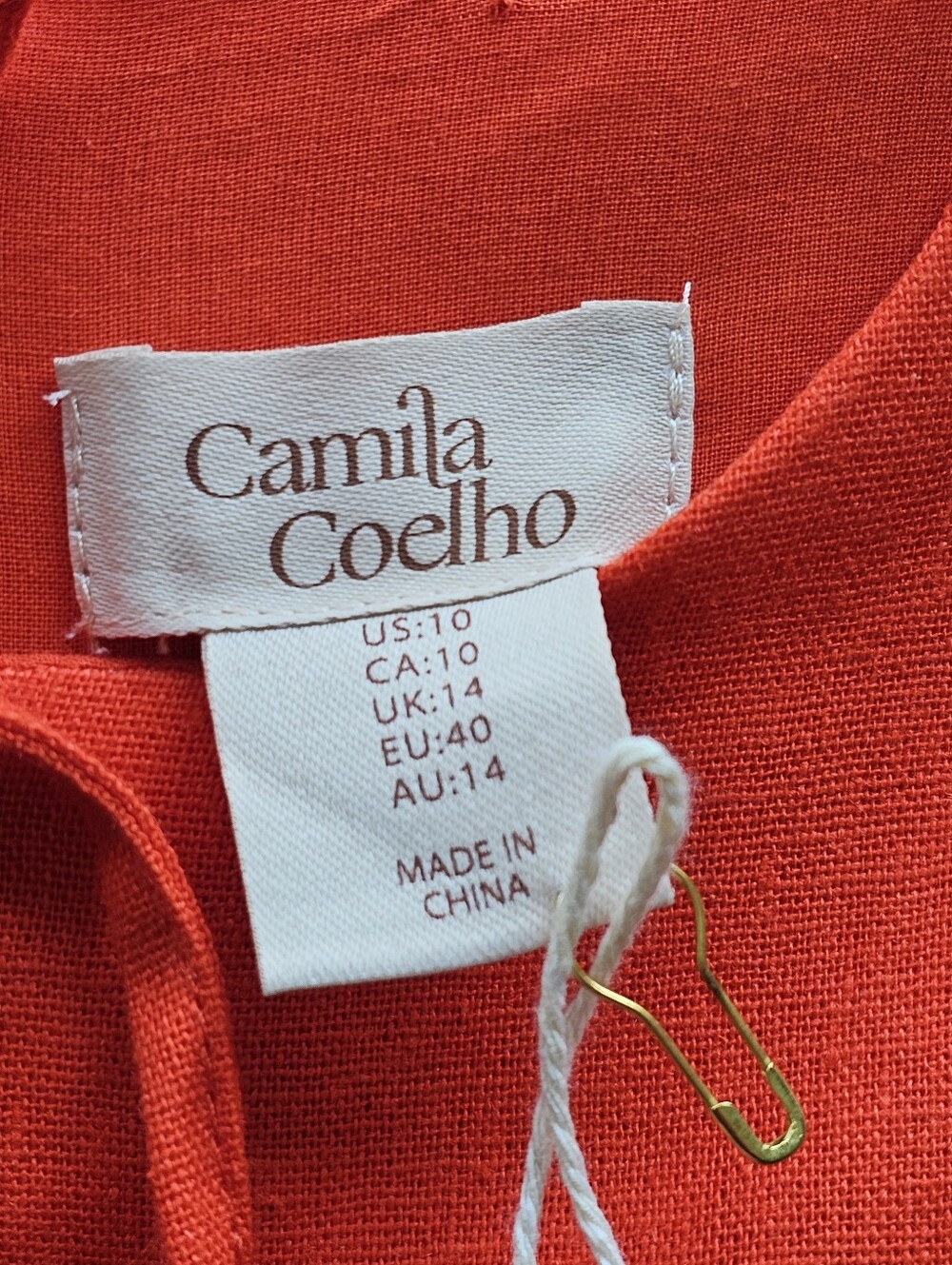 Camila Coelho Vibrant Red Sleeveless Maxi Linen Dress Keyhole Neck S 10 NWT $350 - Picture 4 of 7